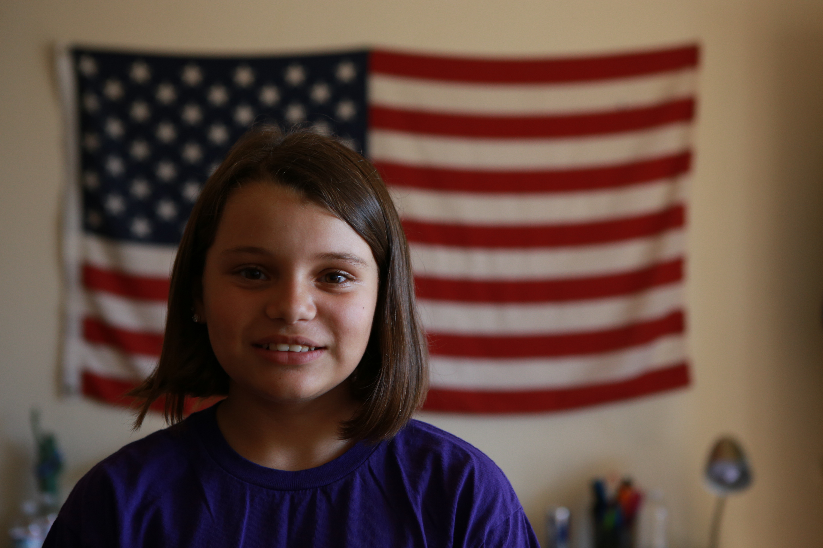 Girl with American Flag